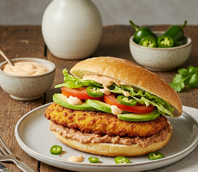 Torta de Milanesa with Chipotle Mayo and Avocado