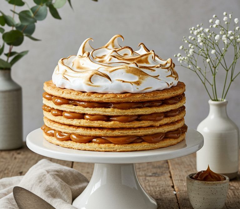 Torta Rogel with Dulce de Leche and Torched Meringue