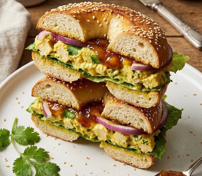 Tropical Mango Chicken Curry Chutney Bagel