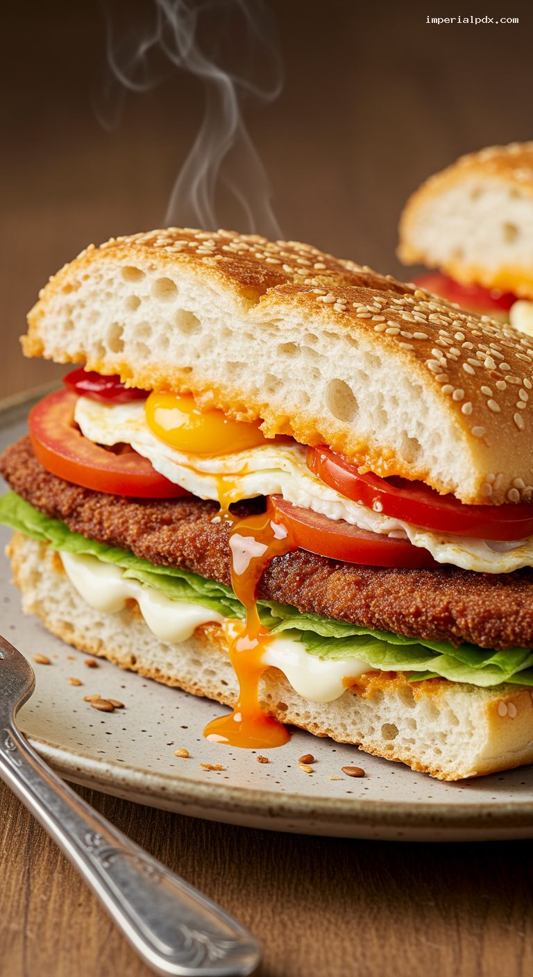 Tucumán-Style Milanesa Sandwich Pressed for Crunch – Closeup