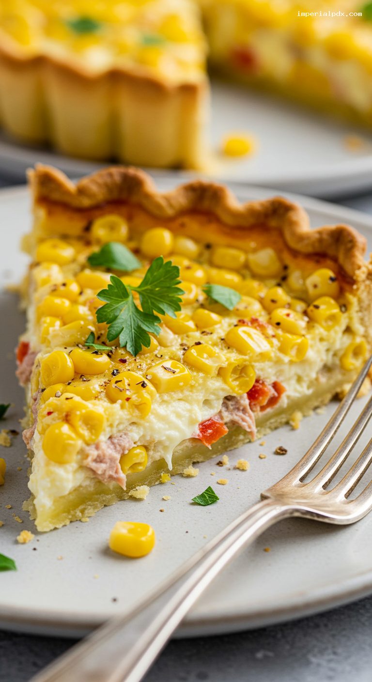 Tuna and Sweet Corn Shortcrust Pie – Closeup