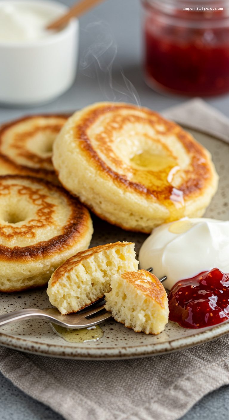 Ultra-Fluffy Kefir Pancakes (Oladi) – Closeup
