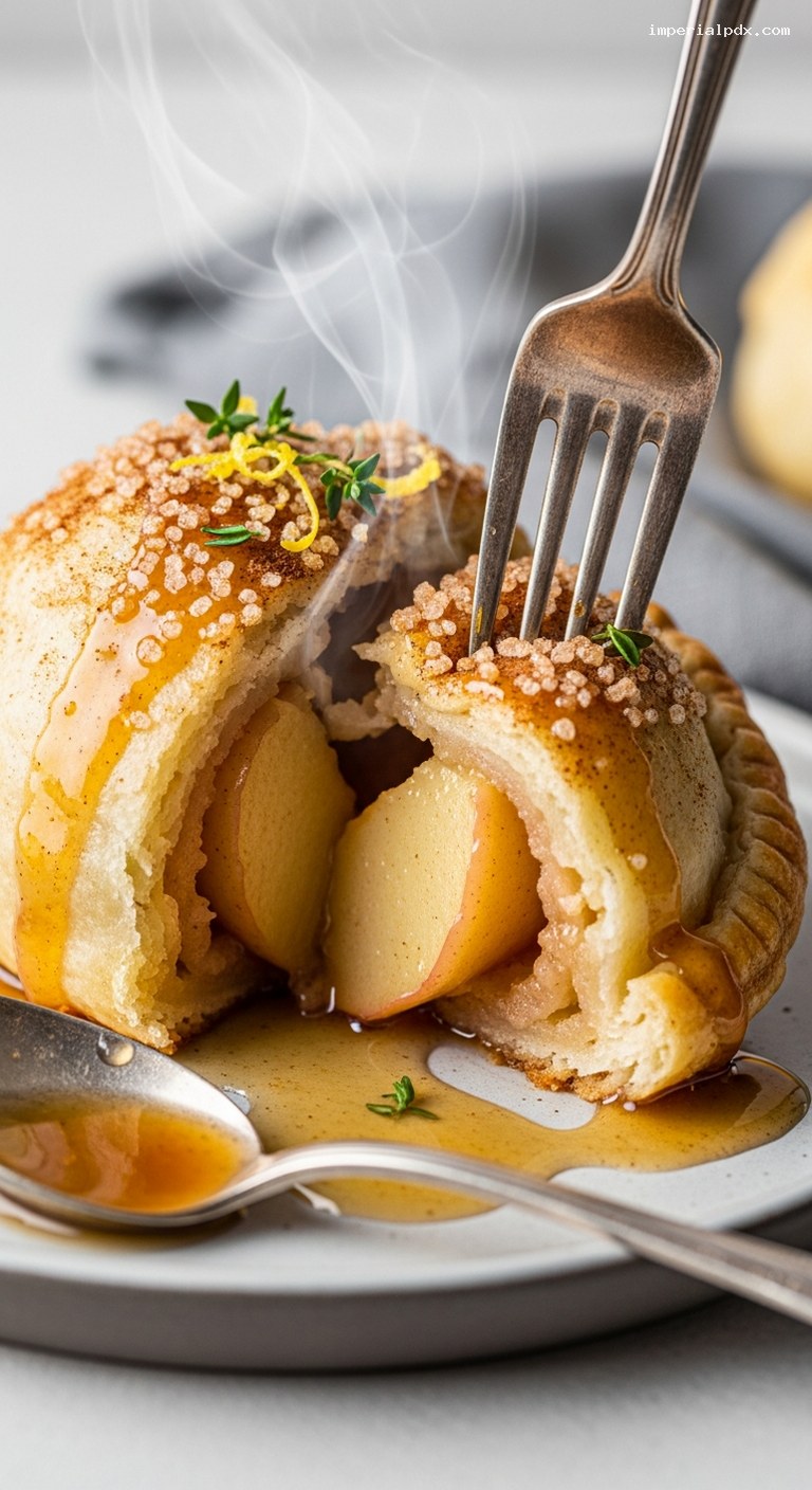 Warm Maple-Apple Dumplings in Maple Syrup Sauce – Closeup