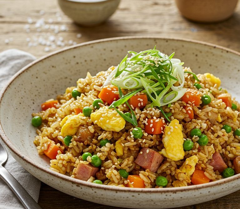 Weeknight Fried Rice with Veggies and Soft Scrambled Eggs