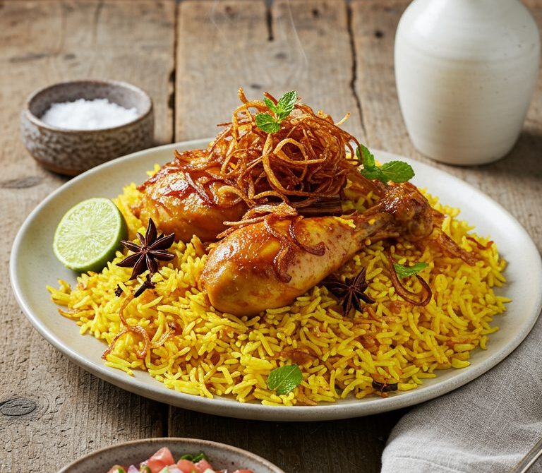 Zanzibari Chicken Biryani with Saffron Rice and Kachumbari