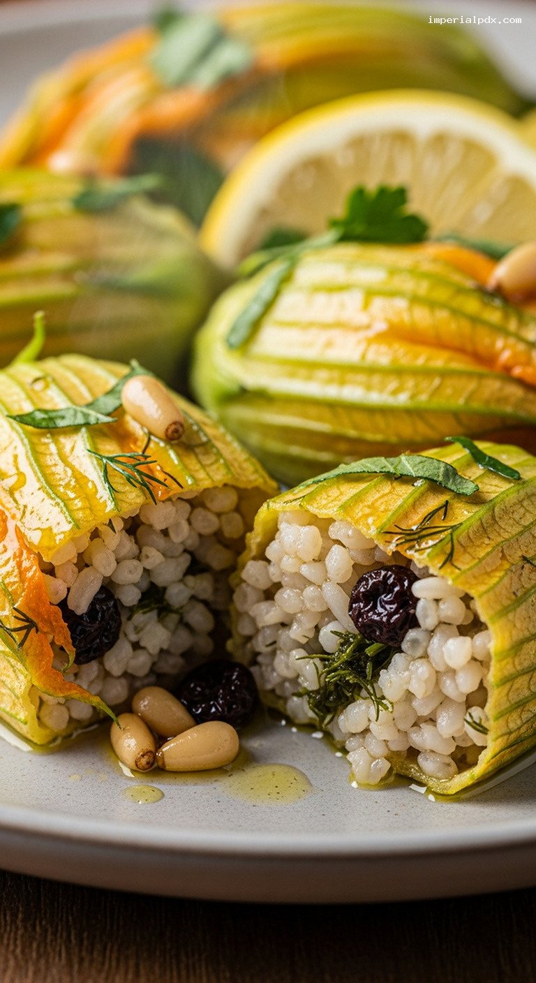 Çiçek Dolma: Turkish Stuffed Zucchini Flowers – Closeup
