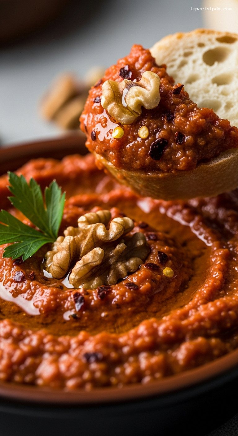 Acuka Breakfast Spread With Walnuts, Tomato, and Spices – Closeup