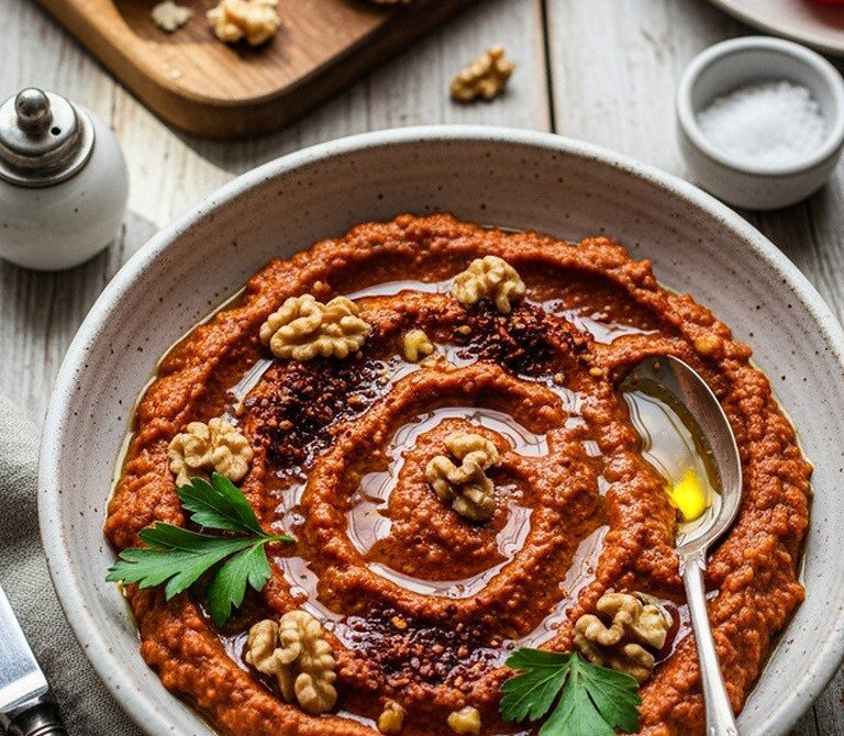 Acuka Breakfast Spread With Walnuts, Tomato, and Spices