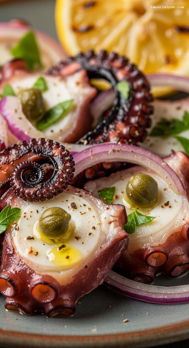 Ahtapot Salatası: Bright Aegean Grilled Octopus Salad – Closeup
