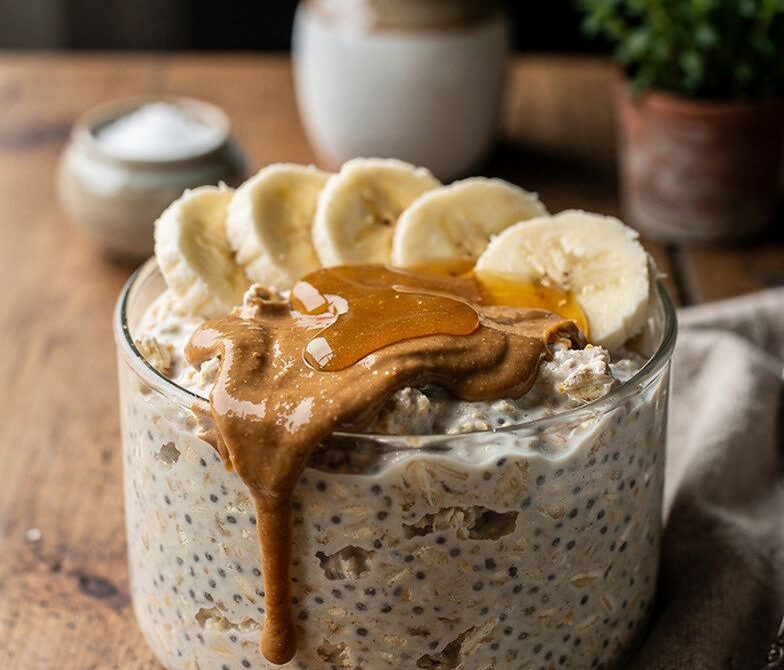 Almond Butter Banana Chia Overnight Oats