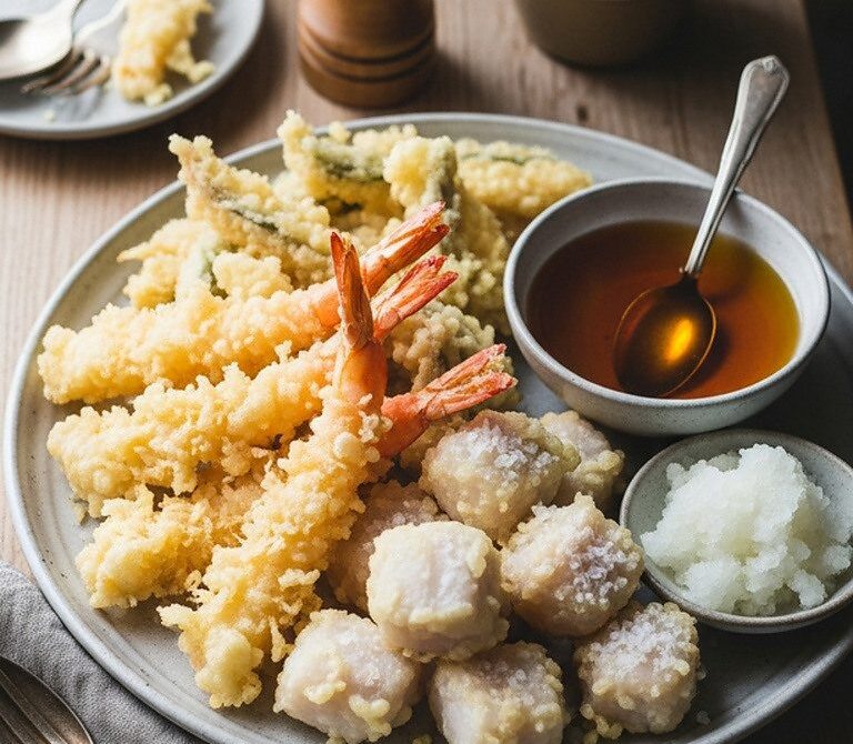 Assorted Fish and Prawn Tempura Platter with Tentsuyu