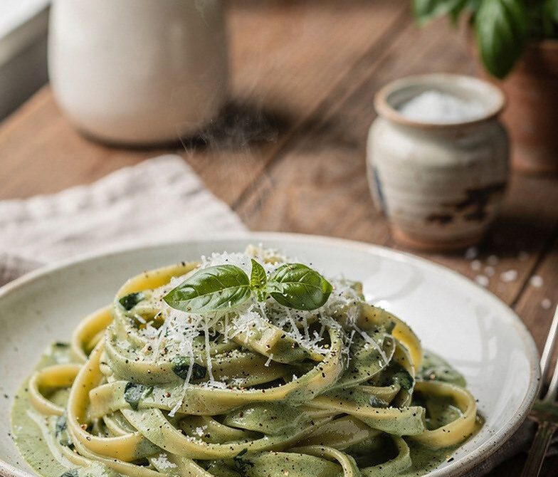 Basil Spinach Cream Sauce With Garlic and Parmesan