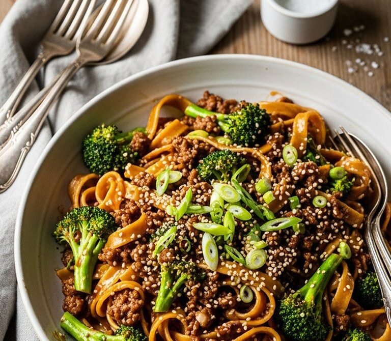 Beef and Broccoli Noodle Bowls with Soy-Ginger Sauce