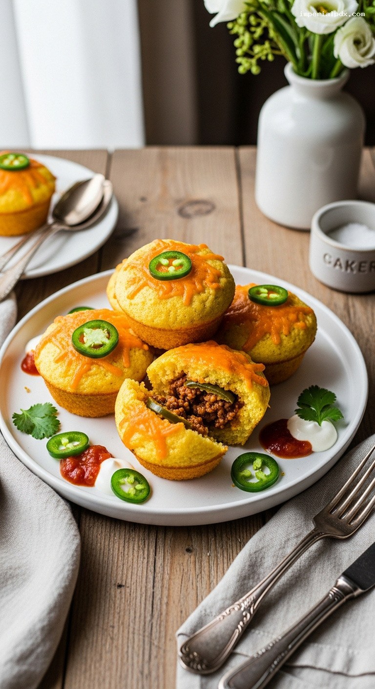 Beef Taco-Stuffed Corn Muffins with Cheddar and Jalapeño – Imperial Recipes Beef Taco-Stuffed Corn Muffins with Cheddar and Jalapeño – Imperial Recipes