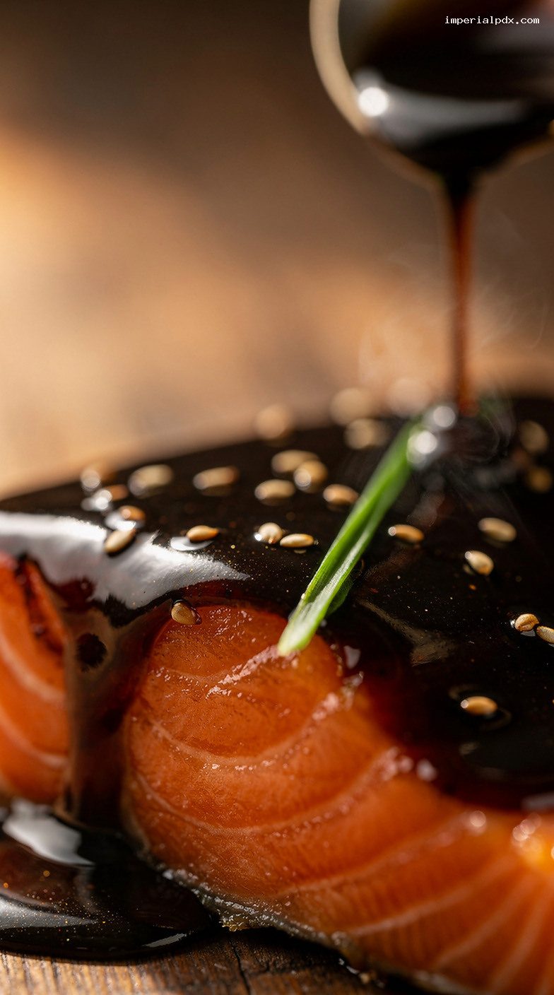 Black Garlic Soy Ginger Glaze for Mushrooms, Salmon, or Tofu – Closeup