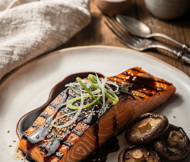 Black Garlic Soy Ginger Glaze for Mushrooms, Salmon, or Tofu