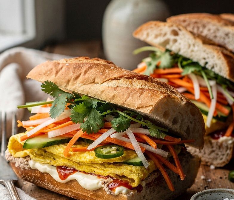 Breakfast Banh Mi With Eggs, Pâté Spread, and Quick Pickles