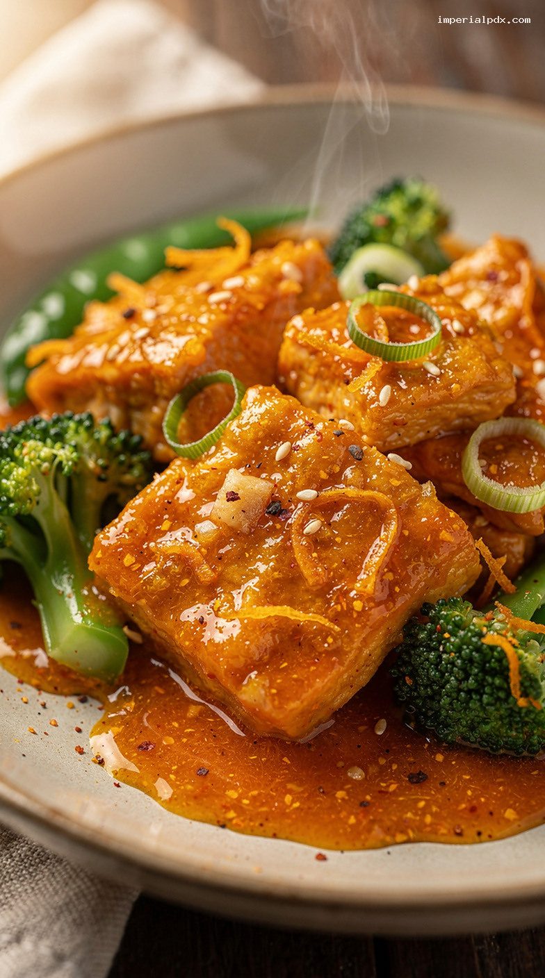 Bright Orange Ginger Stir-Fry Sauce for Chicken, Tofu, or Veggies – Closeup