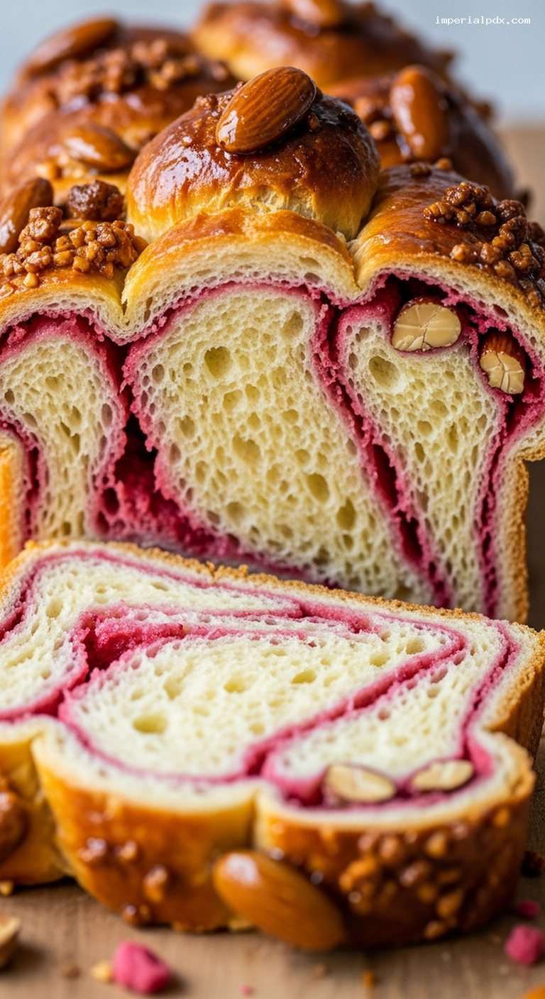 Brioche aux Pralines Roses (Pink Praline Brioche) – Closeup