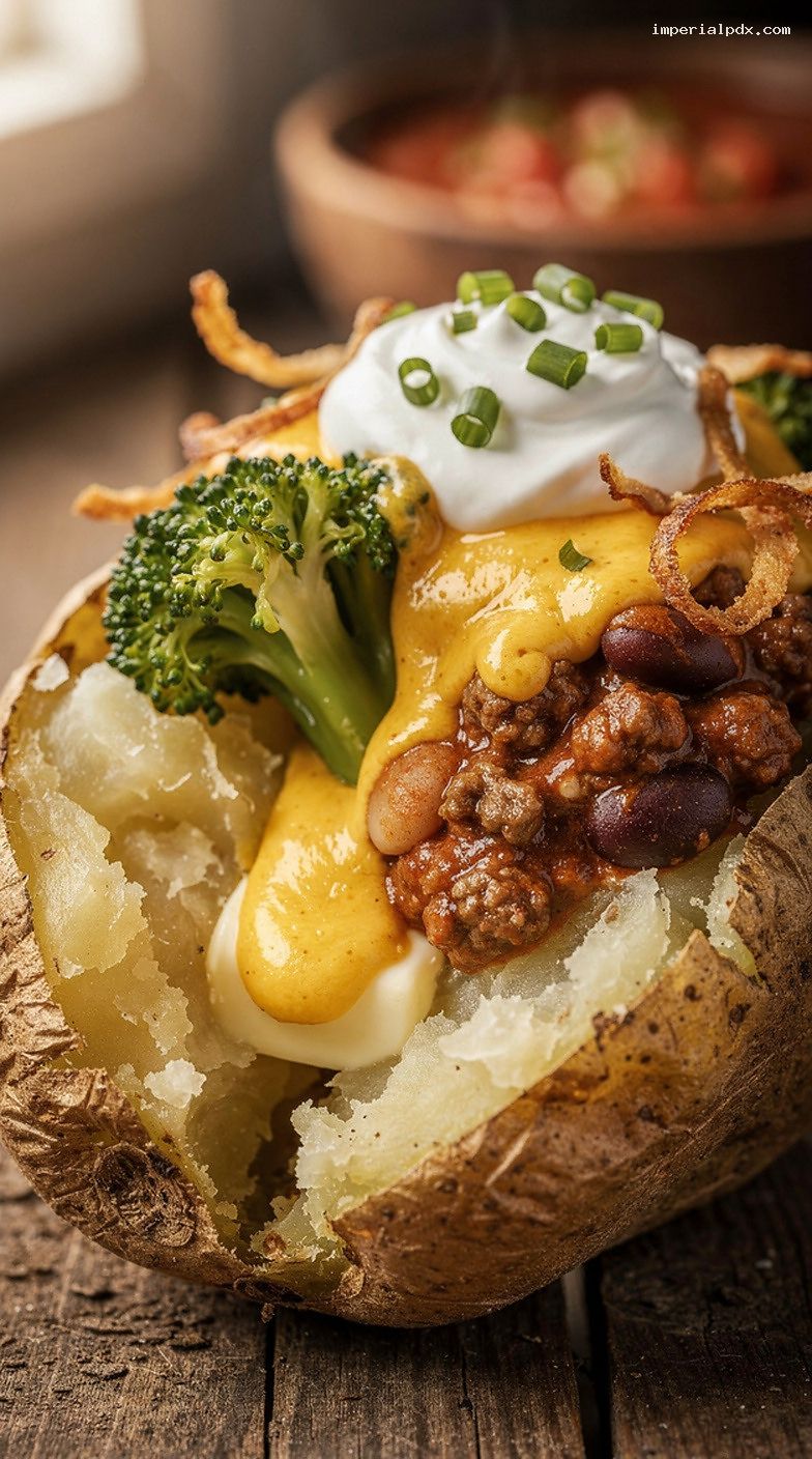 Build-Your-Own Baked Potato Bar With Tasty Toppings – Closeup