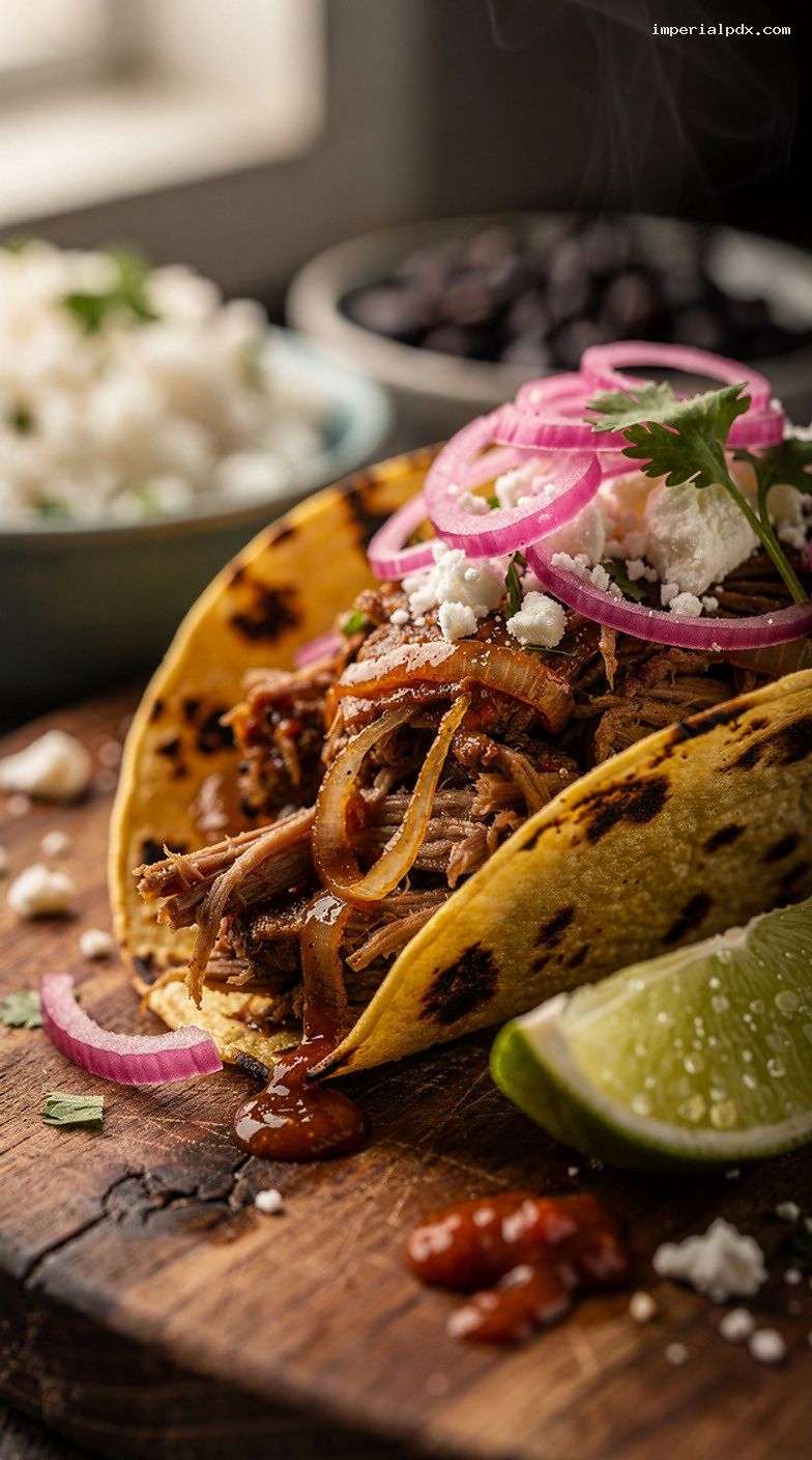 Build-Your-Own Barbacoa Taco Bar With Cilantro-Lime Rice – Closeup