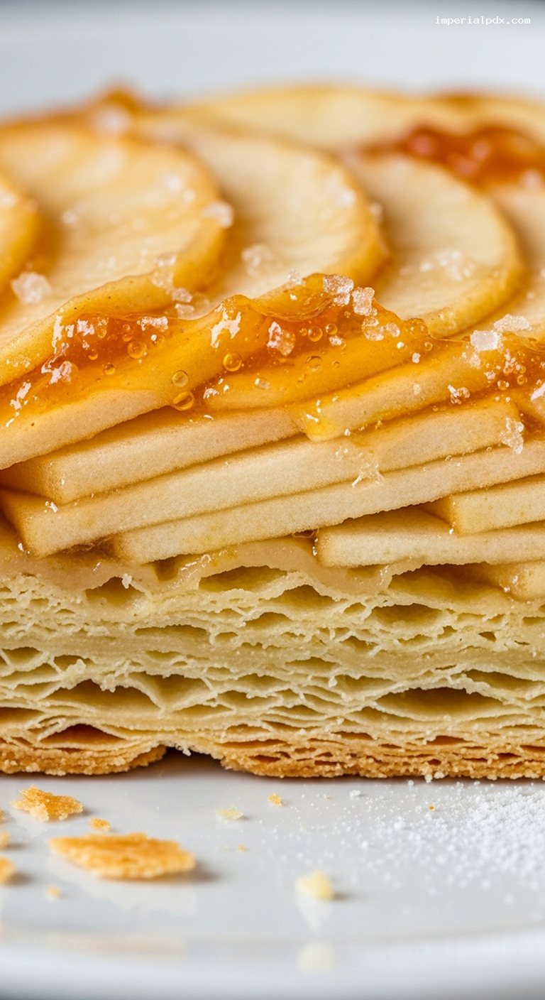 Caramelized French Apple Puff Pastry Tart – Closeup