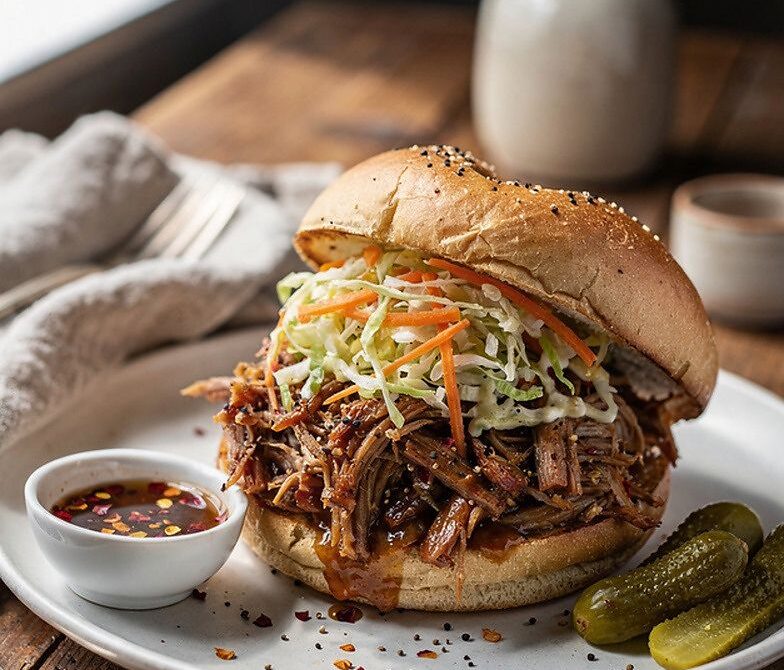Carolina Vinegar Pulled Pork Sandwiches With Crunchy Slaw