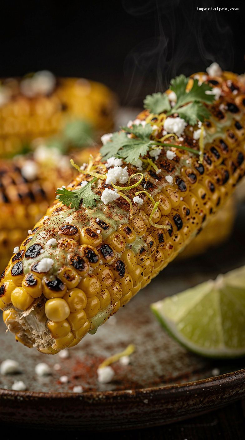 Charcoal-Grilled Elote With Creamy Lime-Chili Sauce – Closeup