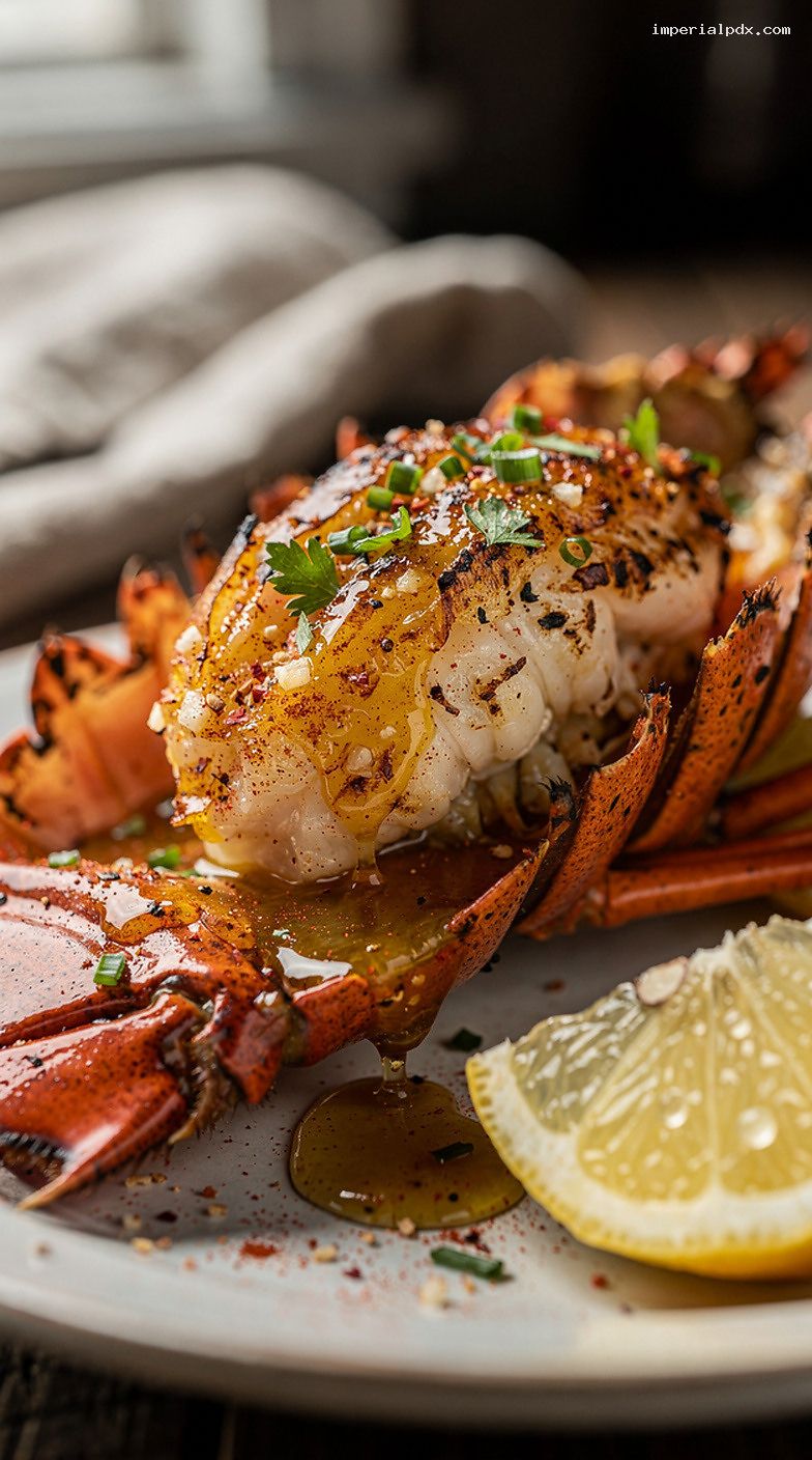 Charcoal-Grilled Lobster Tails with Garlic-Chili Butter – Closeup