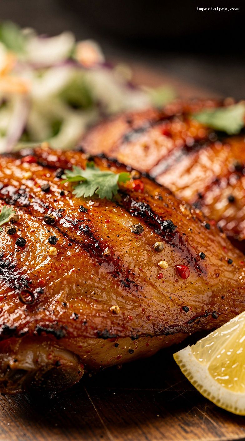 Charcoal-Grilled Peri-Peri Chicken With Cooling Slaw – Closeup