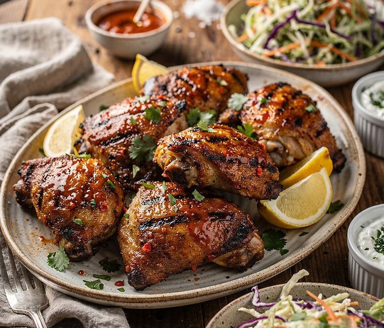 Charcoal-Grilled Peri-Peri Chicken With Cooling Slaw