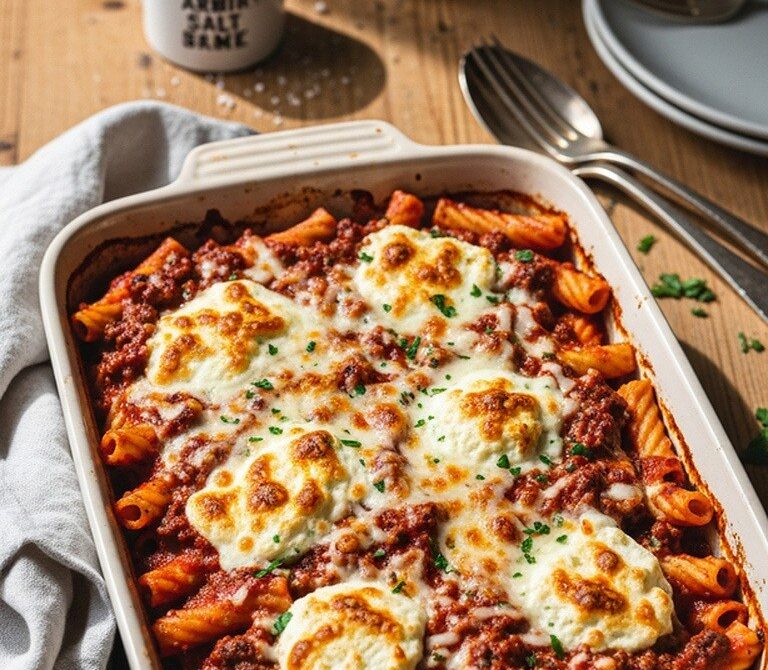 Cheesy Baked Beef Ziti al Forno