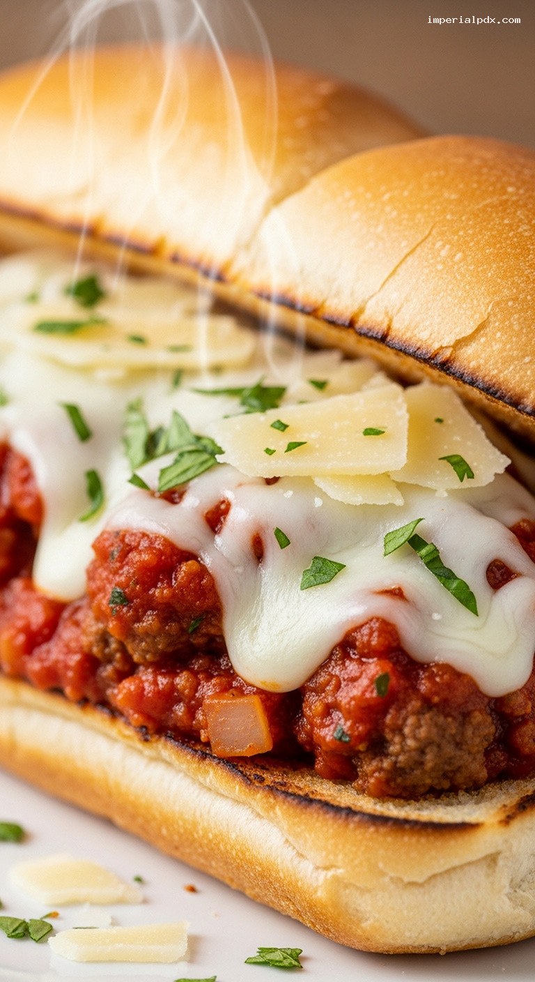 Cheesy Beef Parmesan Subs With Broiled Mozzarella – Closeup