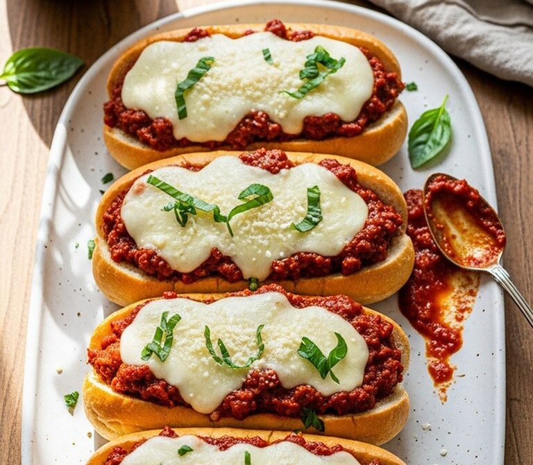 Cheesy Beef Parmesan Subs With Broiled Mozzarella