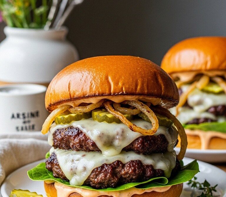 Cheesy Smash Burgers With Caramelized Onions and House Sauce