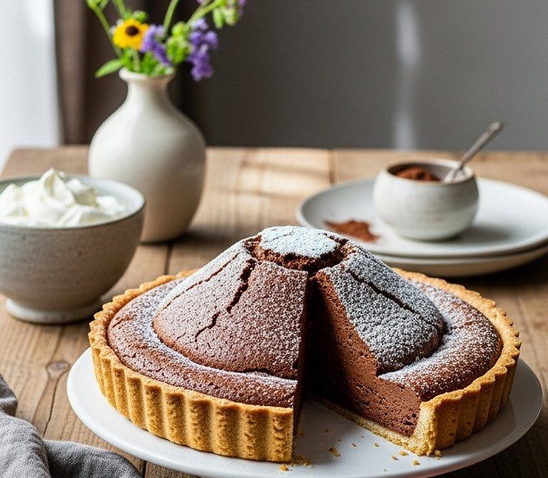 Chocolate Soufflé Tart With Crisp Pastry Shell