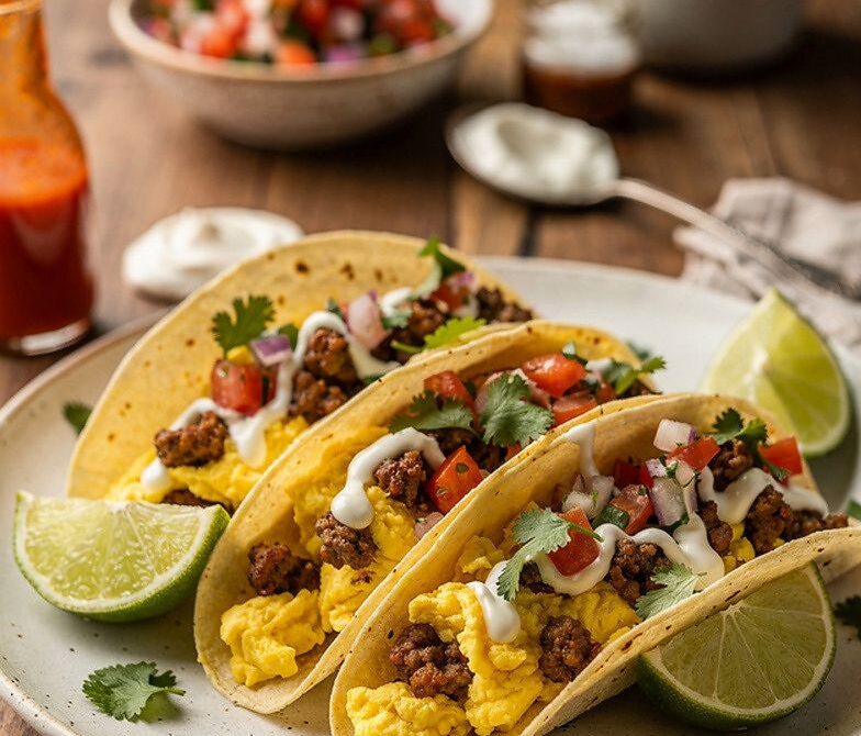 Chorizo and Egg Breakfast Tacos With Pico de Gallo