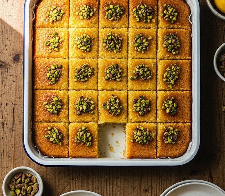 Citrus Revani Semolina Cake Squares With Syrup