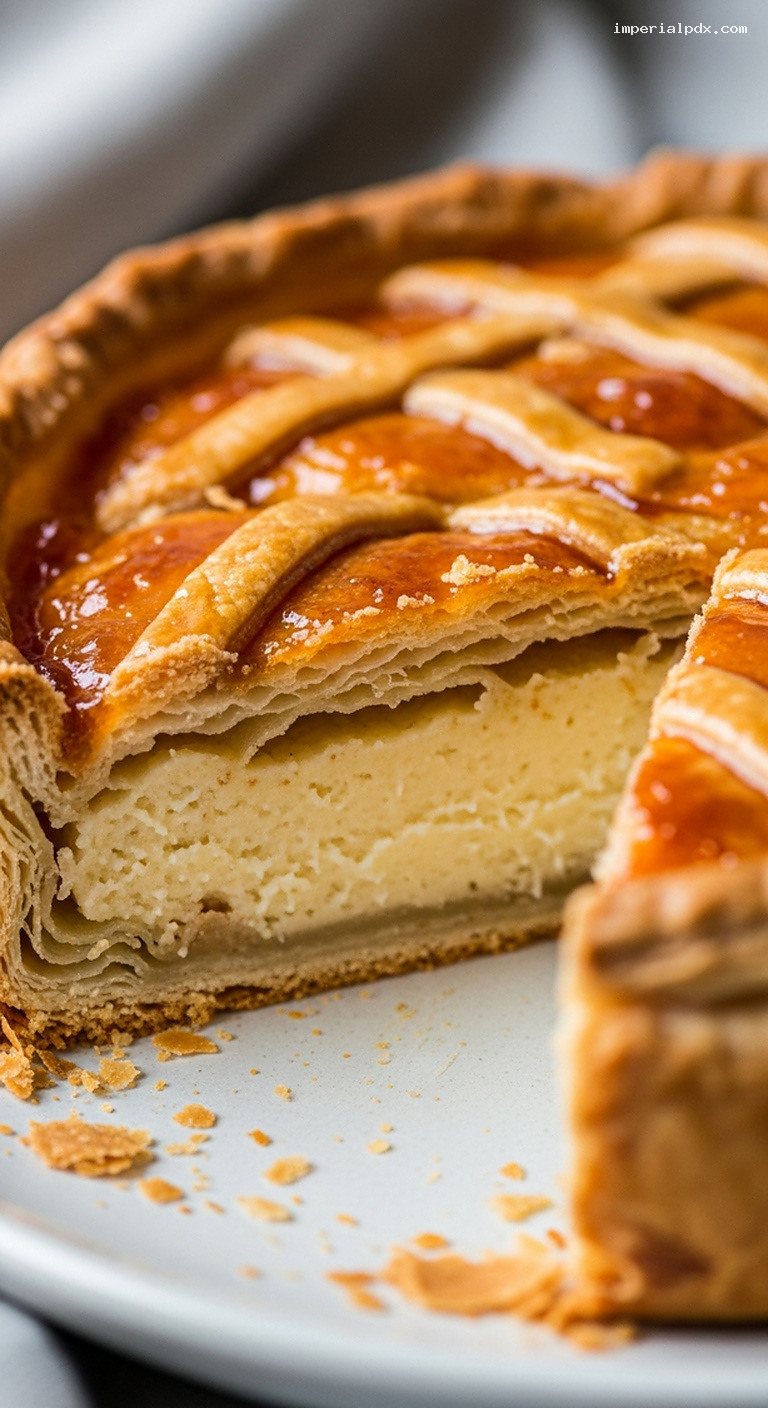 Classic Almond Pithiviers With Golden Puff Pastry – Closeup