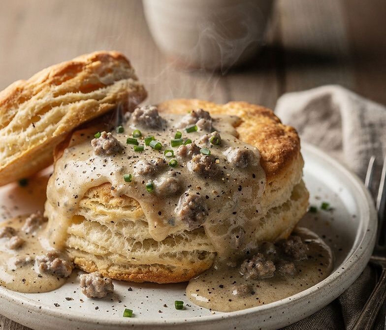 Classic Biscuits and Peppery Sausage Gravy