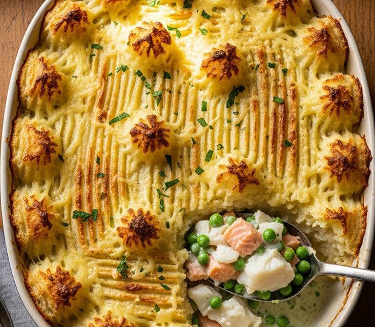 Classic British Fish Pie with Creamy Parsley Sauce