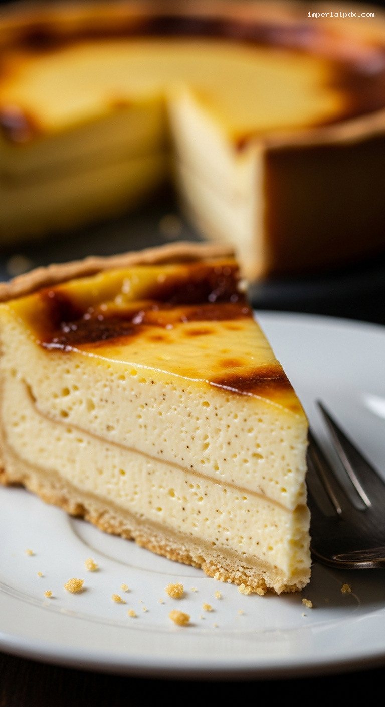 Classic French Flan Pâtissier Vanilla Custard Tart – Closeup