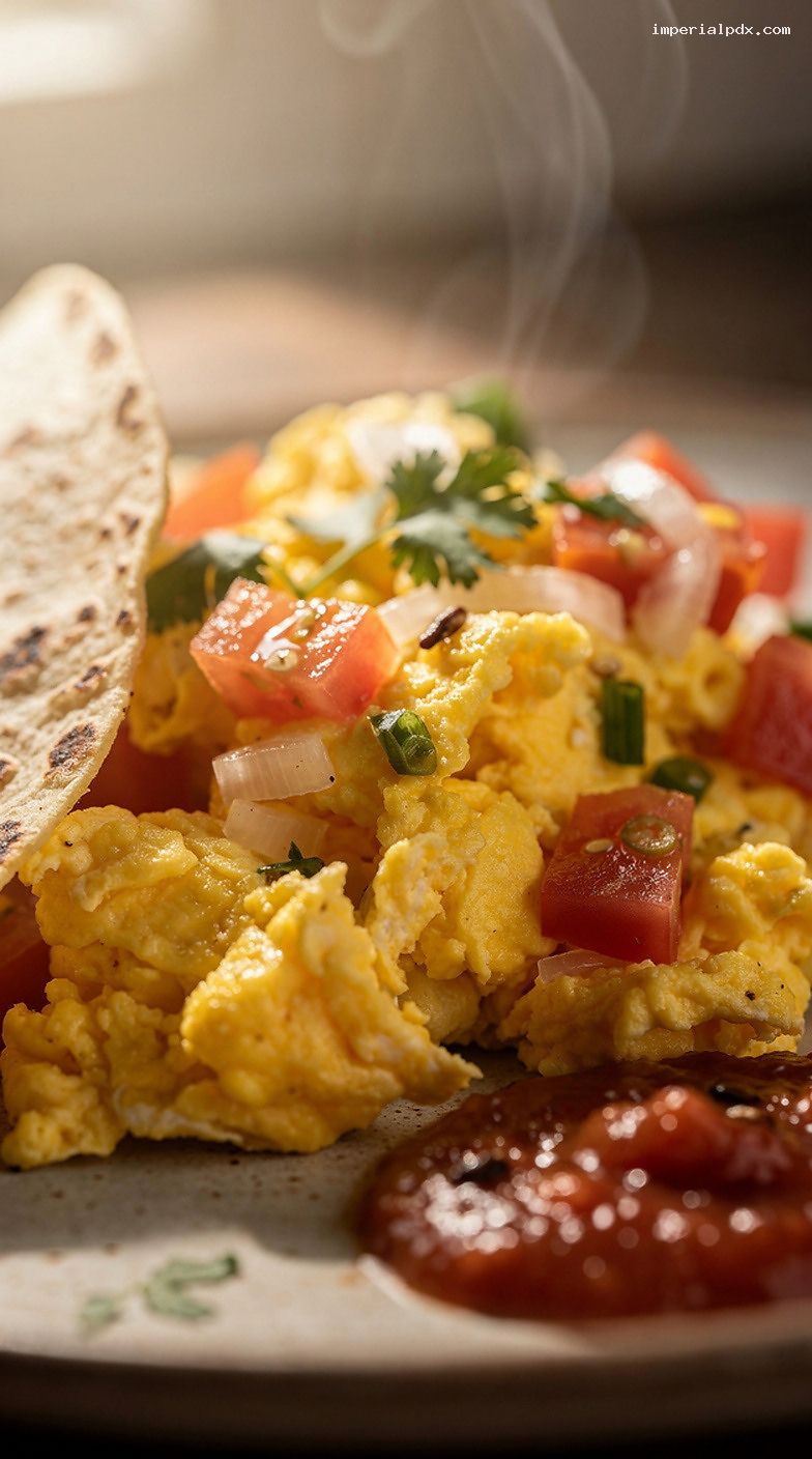 Classic Huevos a la Mexicana With Warm Tortillas – Closeup
