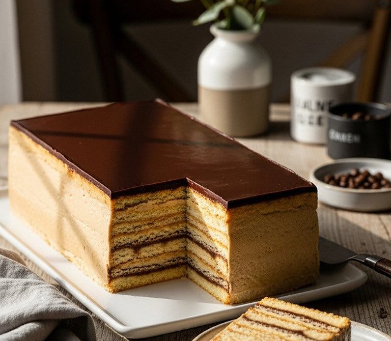 Classic Opera Cake with Coffee Buttercream and Ganache