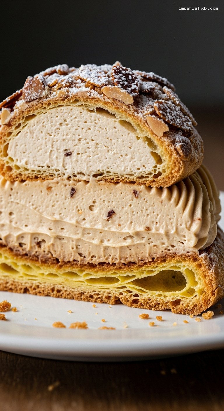 Classic Paris-Brest with Praline Hazelnut Cream – Closeup