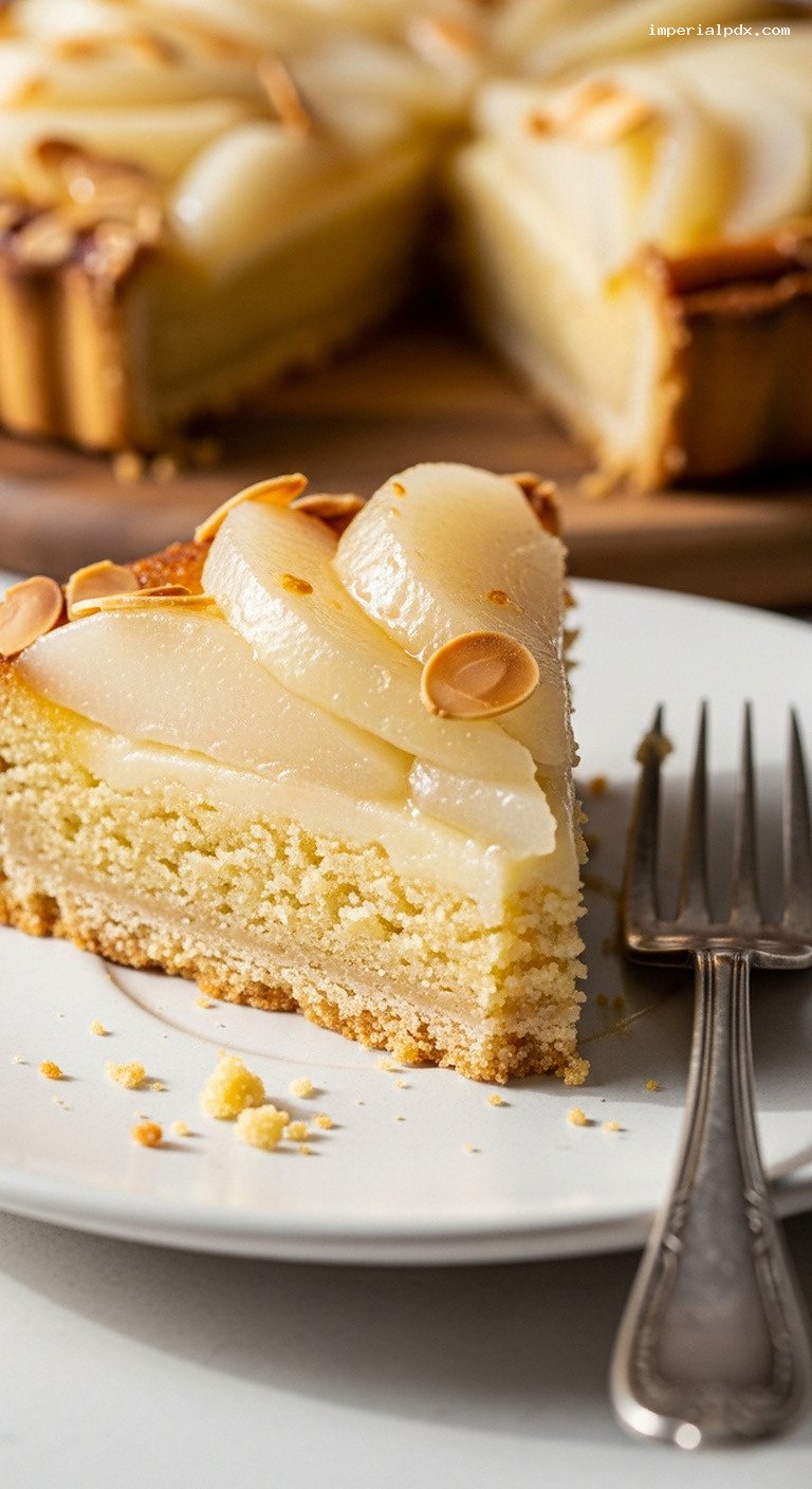 Classic Tarte Bourdaloue, French Pear and Almond Tart – Closeup