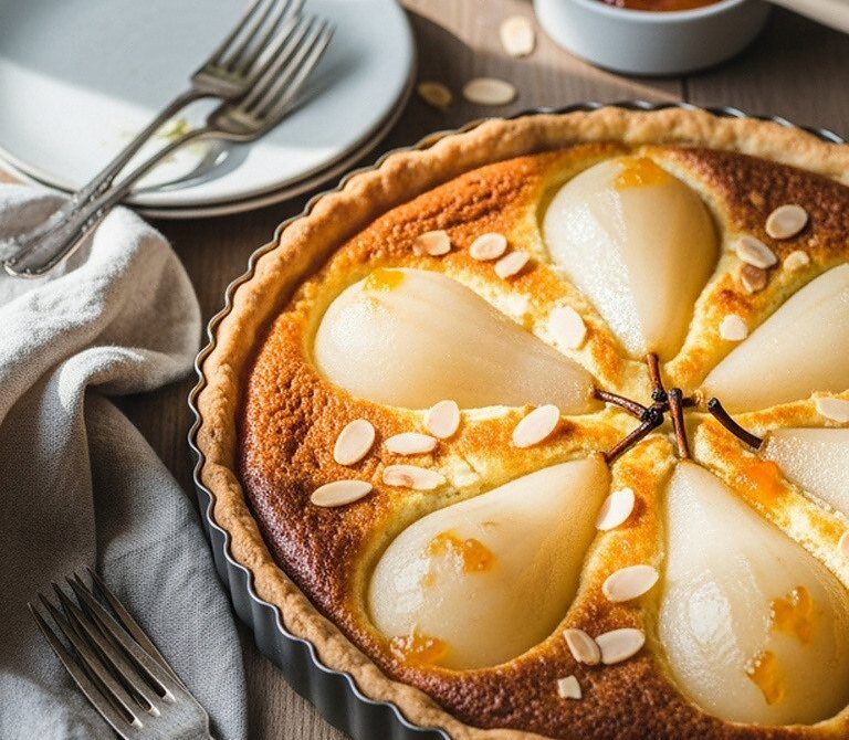Classic Tarte Bourdaloue, French Pear and Almond Tart