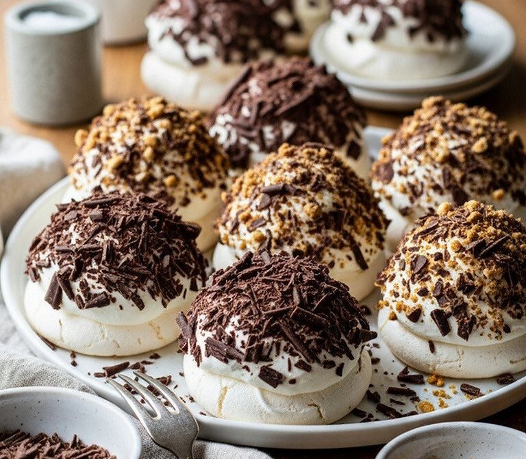 Cloud-Light Merveilleux Meringues with Whipped Cream and Praline