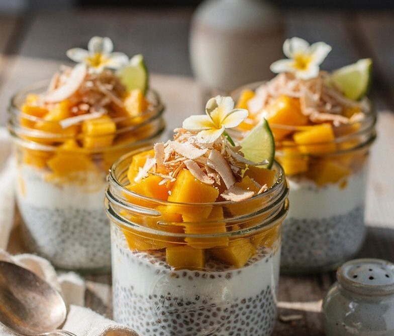 Coconut Chia Pudding With Mango and Toasted Coconut