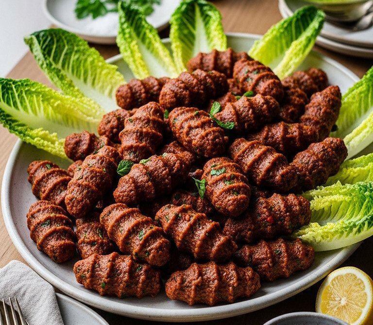 Cooked-Style Çiğ Köfte Platter With Bulgur and Herbs